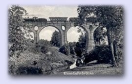 Przebudowany most kolejowy na linii Olecko-Kruklanki, pocztówka z archiwum Jerzego i Krzysztofa Kucharskich