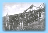 Prowizoryczny most w Okartowie po zniszczeniach I wojny. Fortyfikacje!