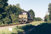 29.07.2001, Stare Juchy. ST44-700 po przeprowadzeniu transportu wojskowego do Korsz wraca do szopy w Ełku