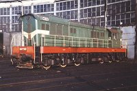 18.10.1993, Białystok Lokomotywownia i białoruska normalnotorowa lokomotywa CM33-7099