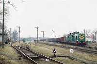 15.04.2003, stacja Pisz, SM42-377 i SM42-829 z poc. TKMSc 791 Pisz - Ełk